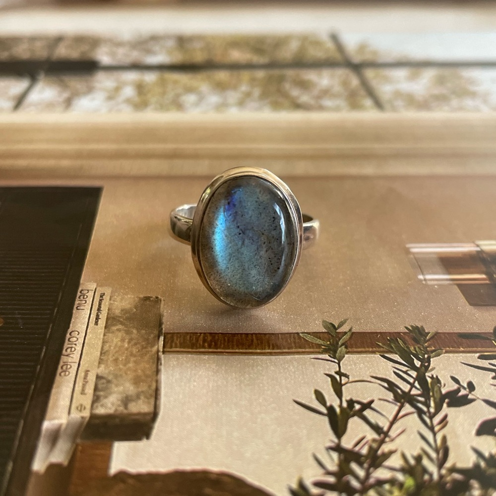 925 Sterling Silver Labradorite Ring! US:9